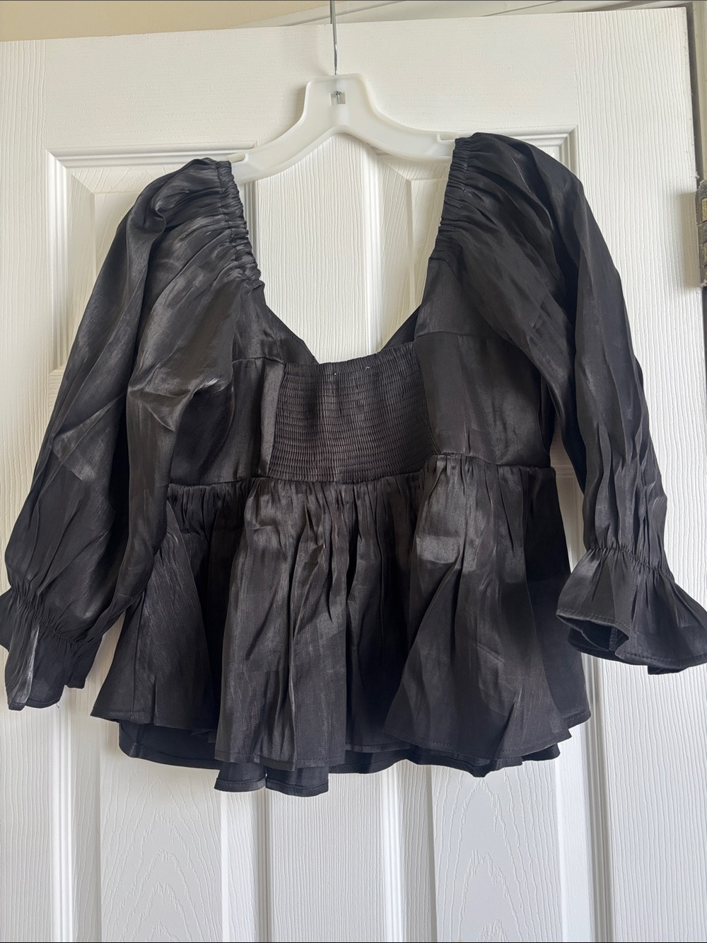 entro Black V-Neck Peplum Blouse - Picture 2 of 2